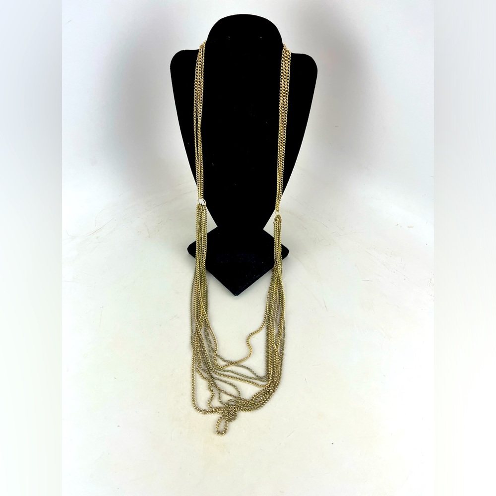 Gold multi strand long necklace